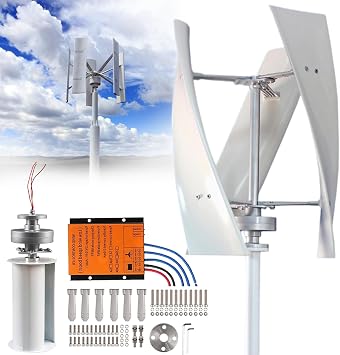 12V 24V 48V Vertical Wind Generator Complete Kit, 3 Blades, 8000W Wind Turbine with MPPT Controller, for Terrace Marine Camper Chalet Boat,24V