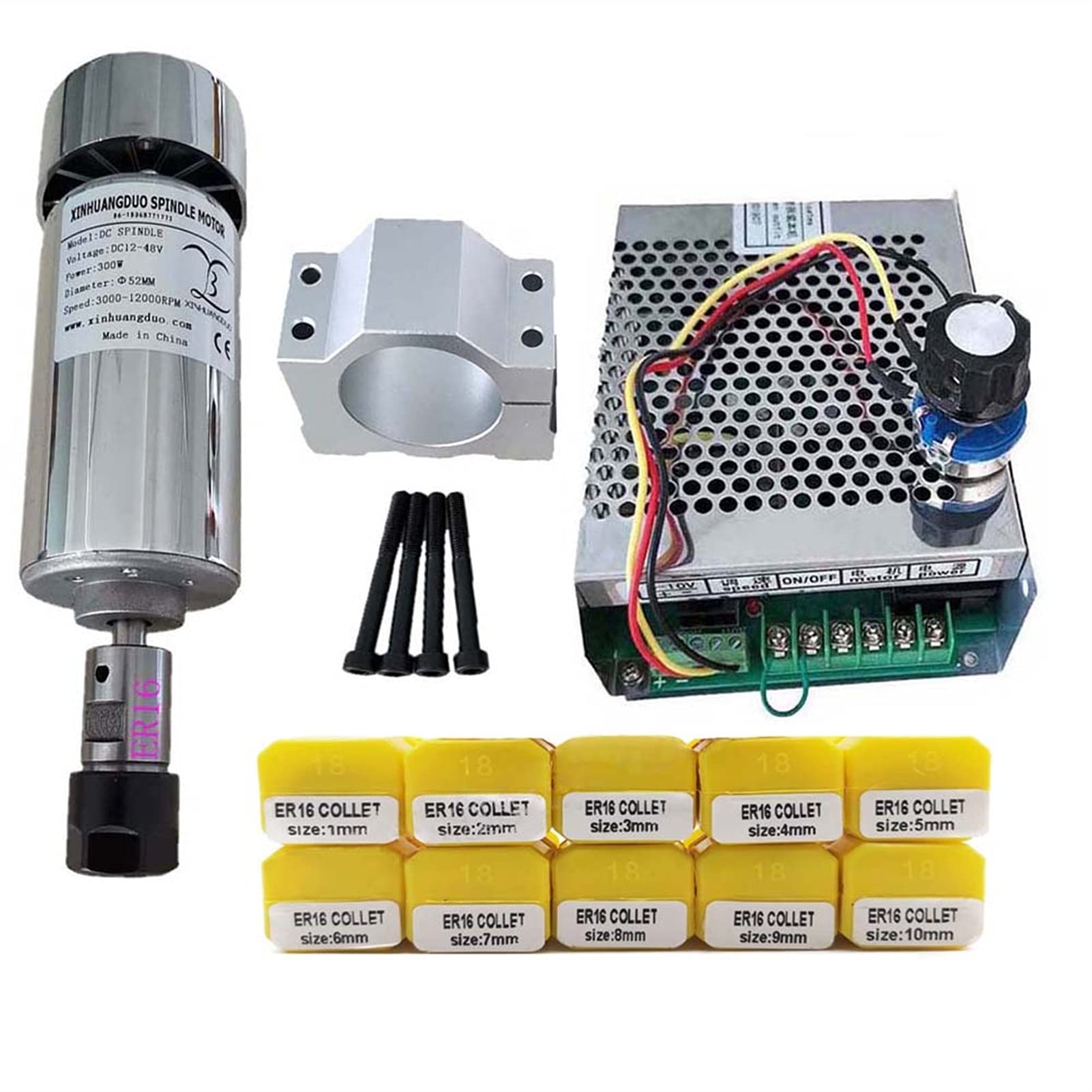 Broche CNC 300W ER16 kit alimentation variateur pour mini routeur et graveur