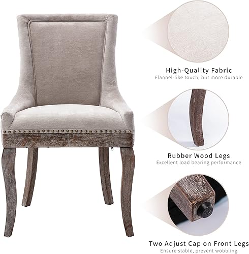 Miniatura 6 de Juego de 6 sillas de comedor, silla de cocina y comedor, sillas de comedor tapizadas en tela, sillas de comedor de madera, sillas de comedor, ribete