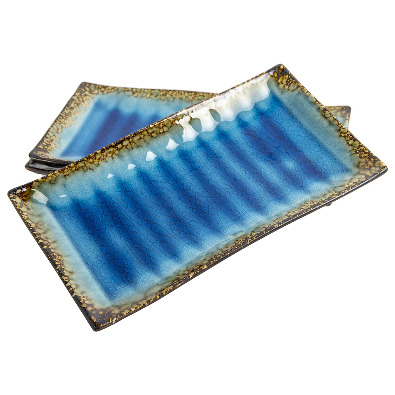 Fine Dine Lazur - Servierplatte | Rechteckige Platter | Teller aus Porzellan | Bunte Geschirr | Servierteller Steingut | 772867 | 272mm x 150mm