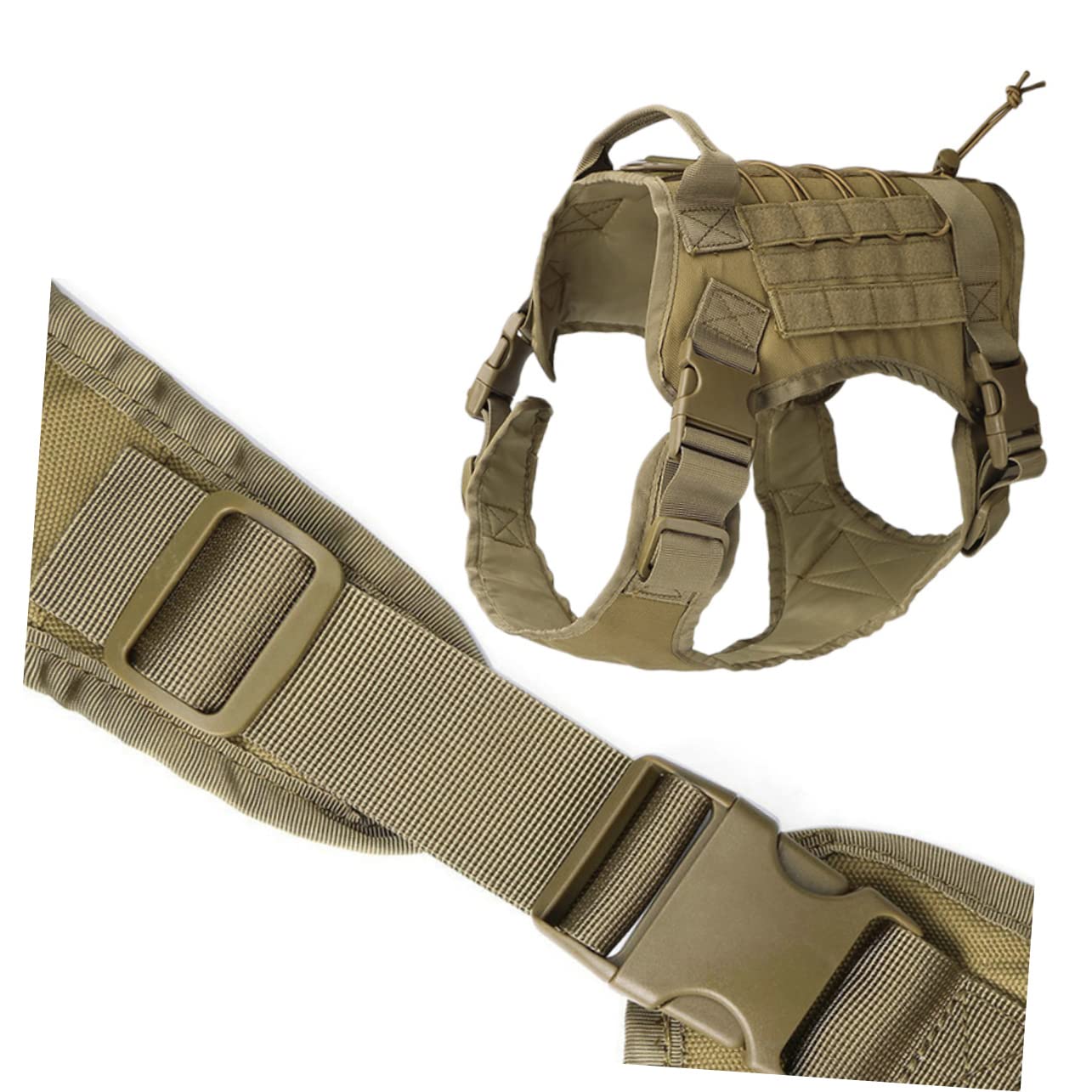 Pettorina Militare per Cani Marrone in Nylon con Moschettone per Guinzaglio