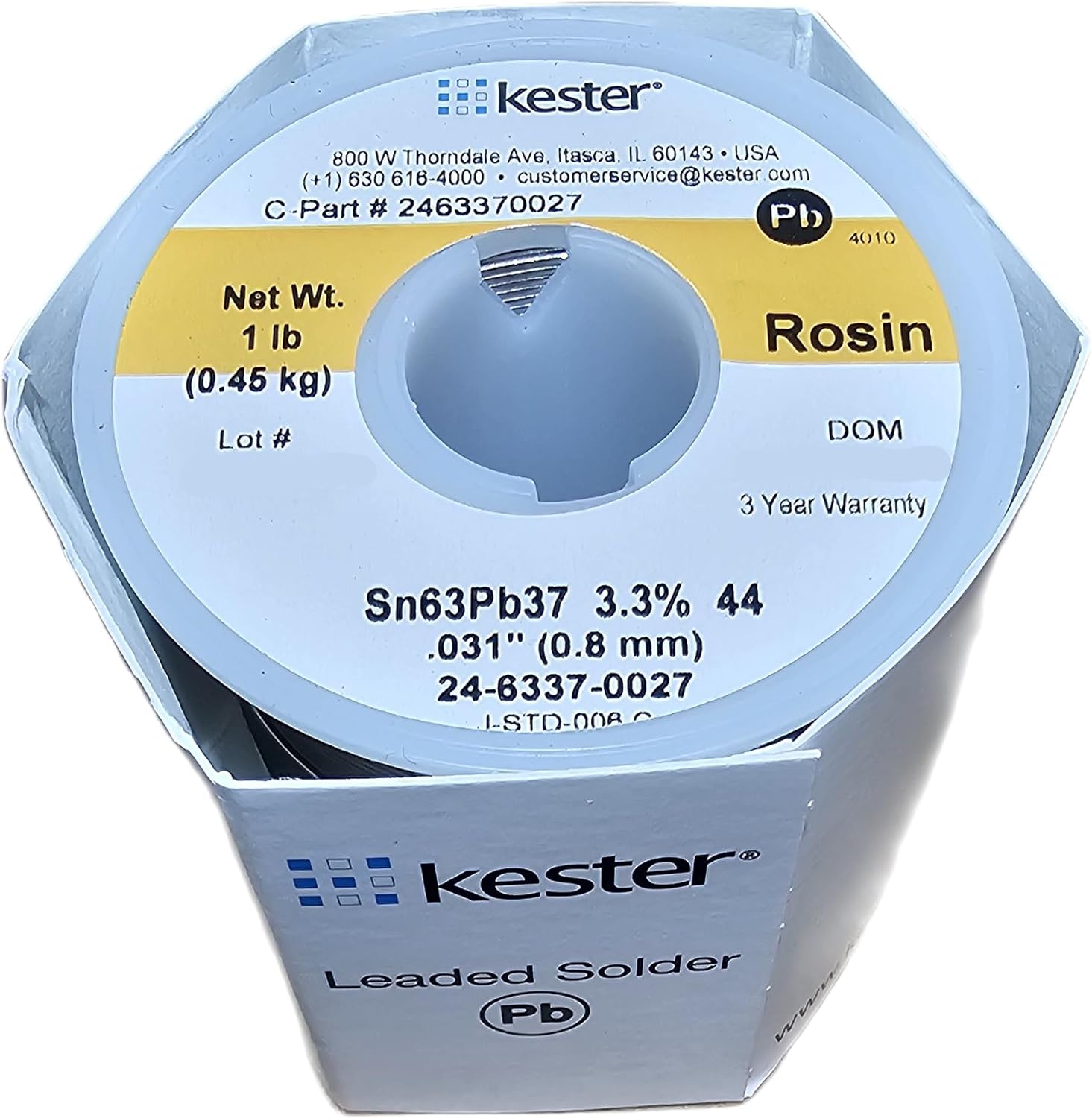 KESTER SOLDER 24-6337-0027 Solder Wire, 63/37 SN/PB, 183°C, 1LB (1) (1)