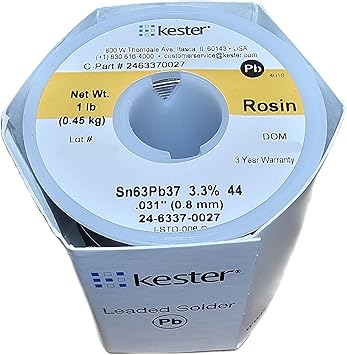 KESTER SOLDER 24-6337-0027 Solder Wire, 63/37 SN/PB, 183C, 1LB 1 1