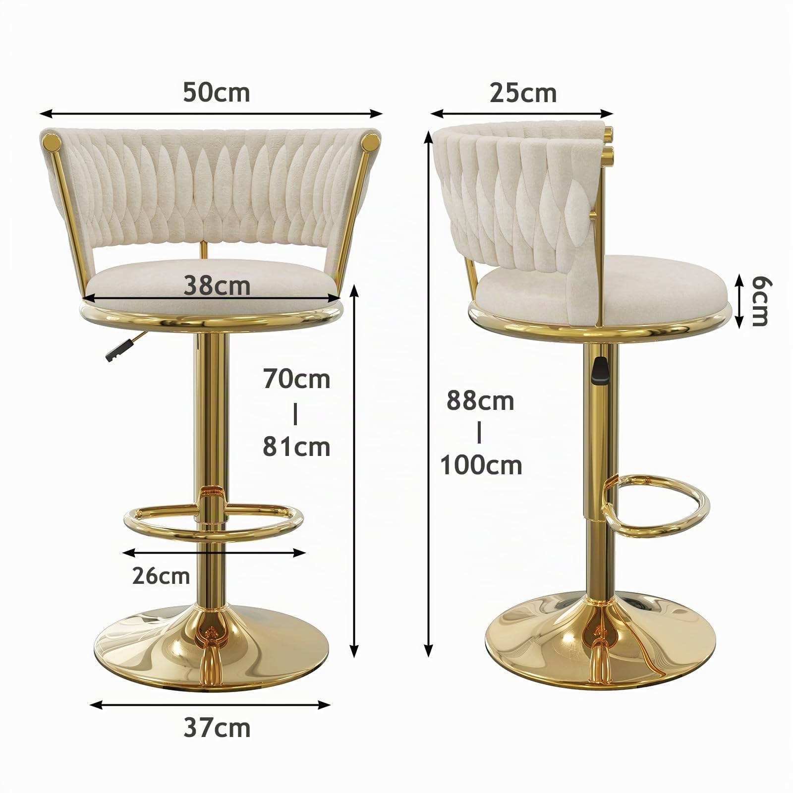 barhocker höhenverstellbar, drehstuhl für Bar Küche Theke Café, Goldener