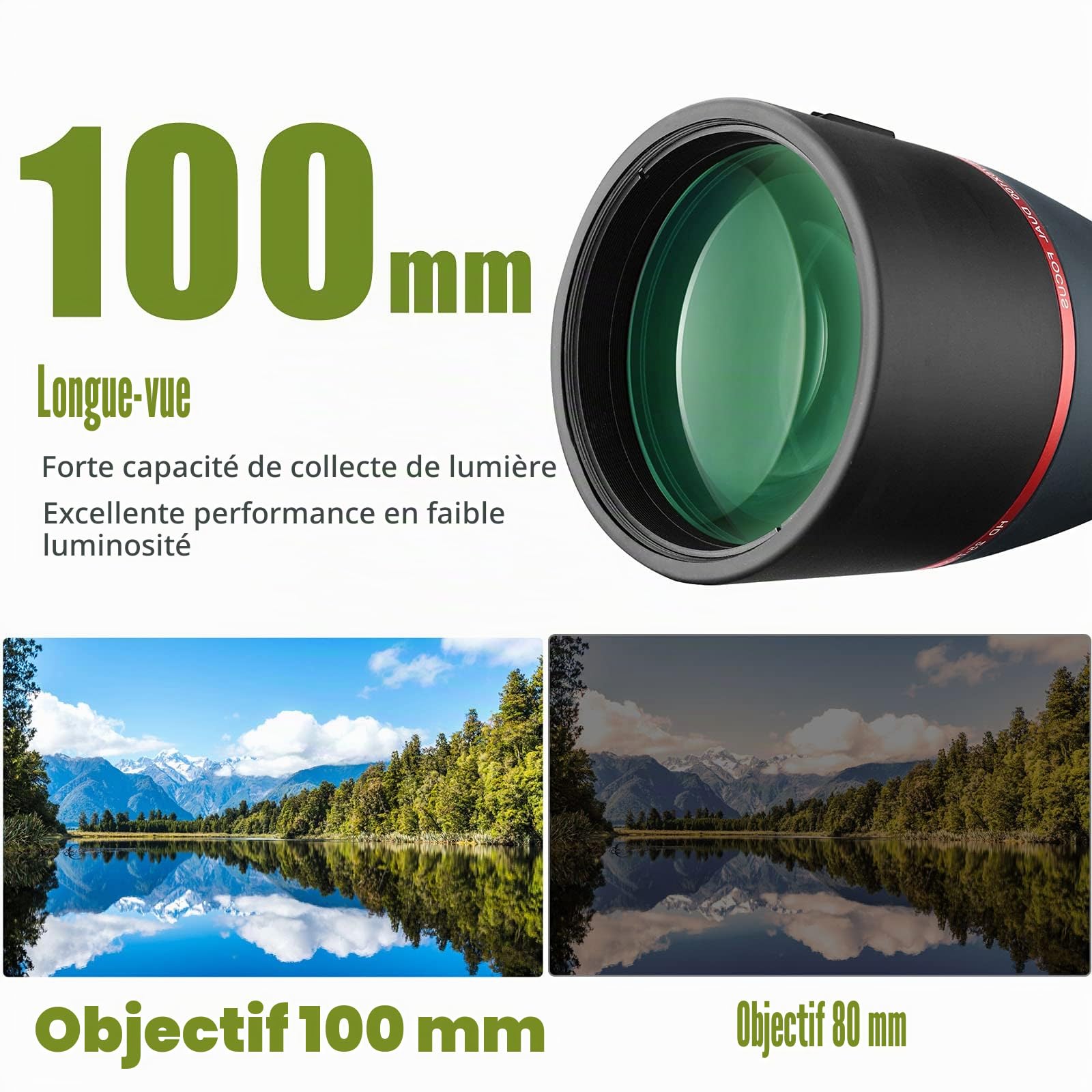 Svbony SV406 Longue Vue 25-75x100 Double Foyer, Étanche Longue Vue Puissante, HD Lentille FMC Prisme de Porro avec Revêtement Incliné Spotting Scope Monoculaire pour Observation des Oiseaux