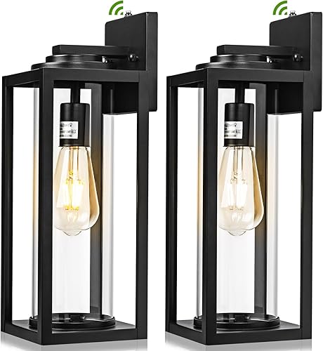 Miniatura 1 de Lámparas de pared para exteriores del anochecer al amanecer, 2 paquetes de iluminación exterior impermeable para exteriores, modernos apliques de