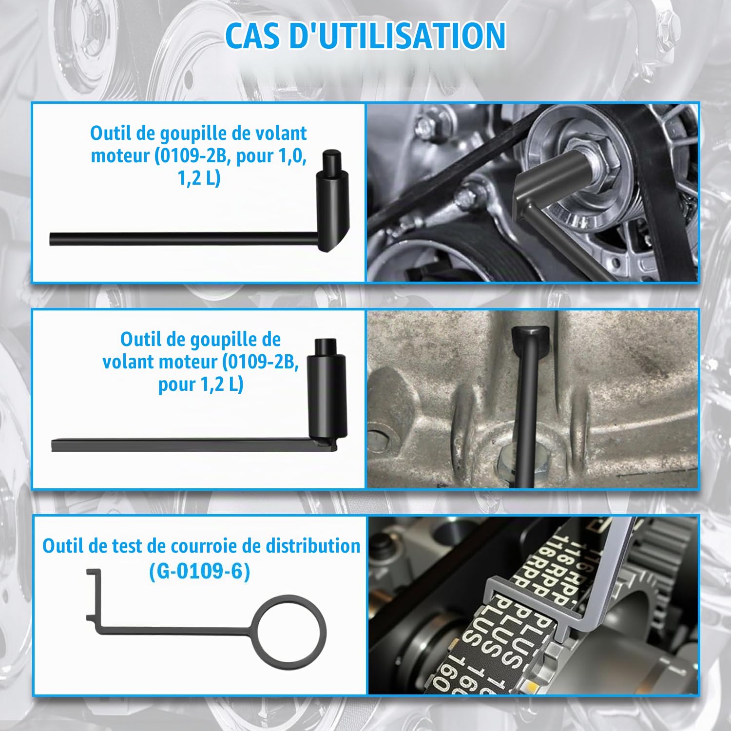 Kit Calage Distribution, Outil de Réglage de Distribution pour Moteur PSA Citroën Peugeot Opel DS 1.2 Vti (VVT) /GDI PureTech Essence 109-2C, 109-2D, 0109-2B, G-0109-2E