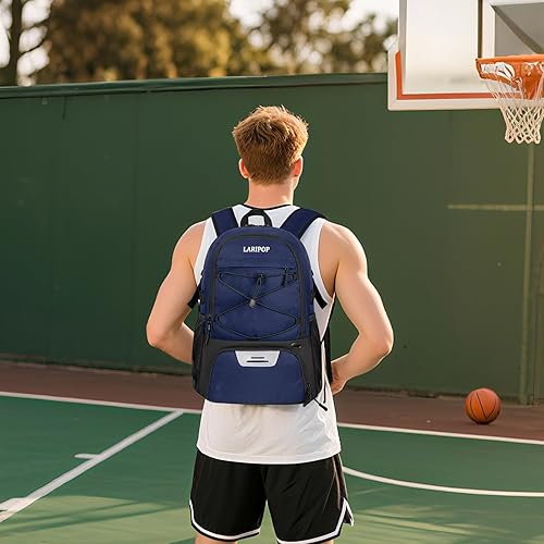 Miniatura 7 de LARIPOP Basketball Bag,Basketball Backpack with Shoe Compartment and Ball Holder,Sport Bags for Soccer,Volleyball,Gym,Travel