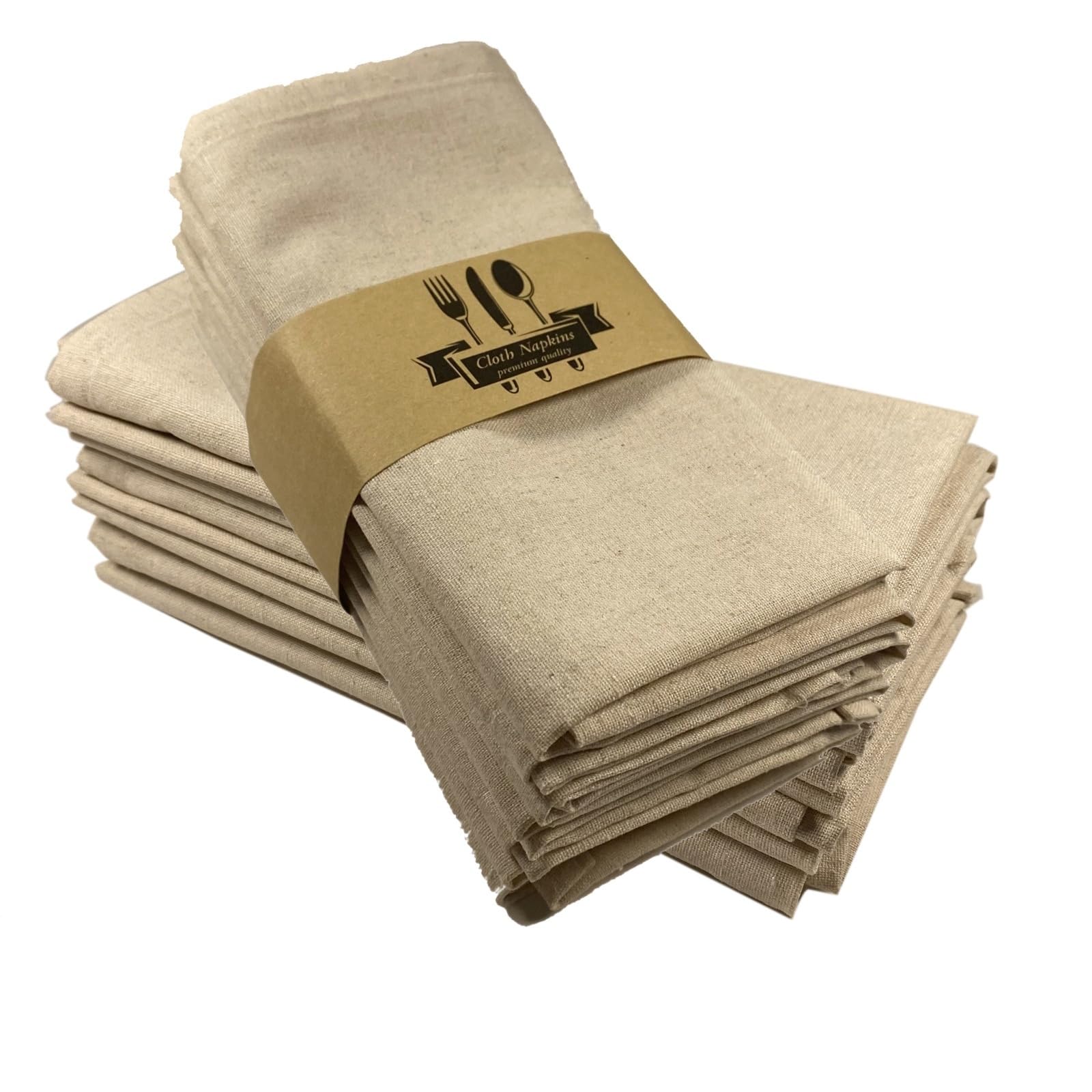 Serviettes de table en tissu lin naturel x24 : retrouvez la douceur des repas authentiques