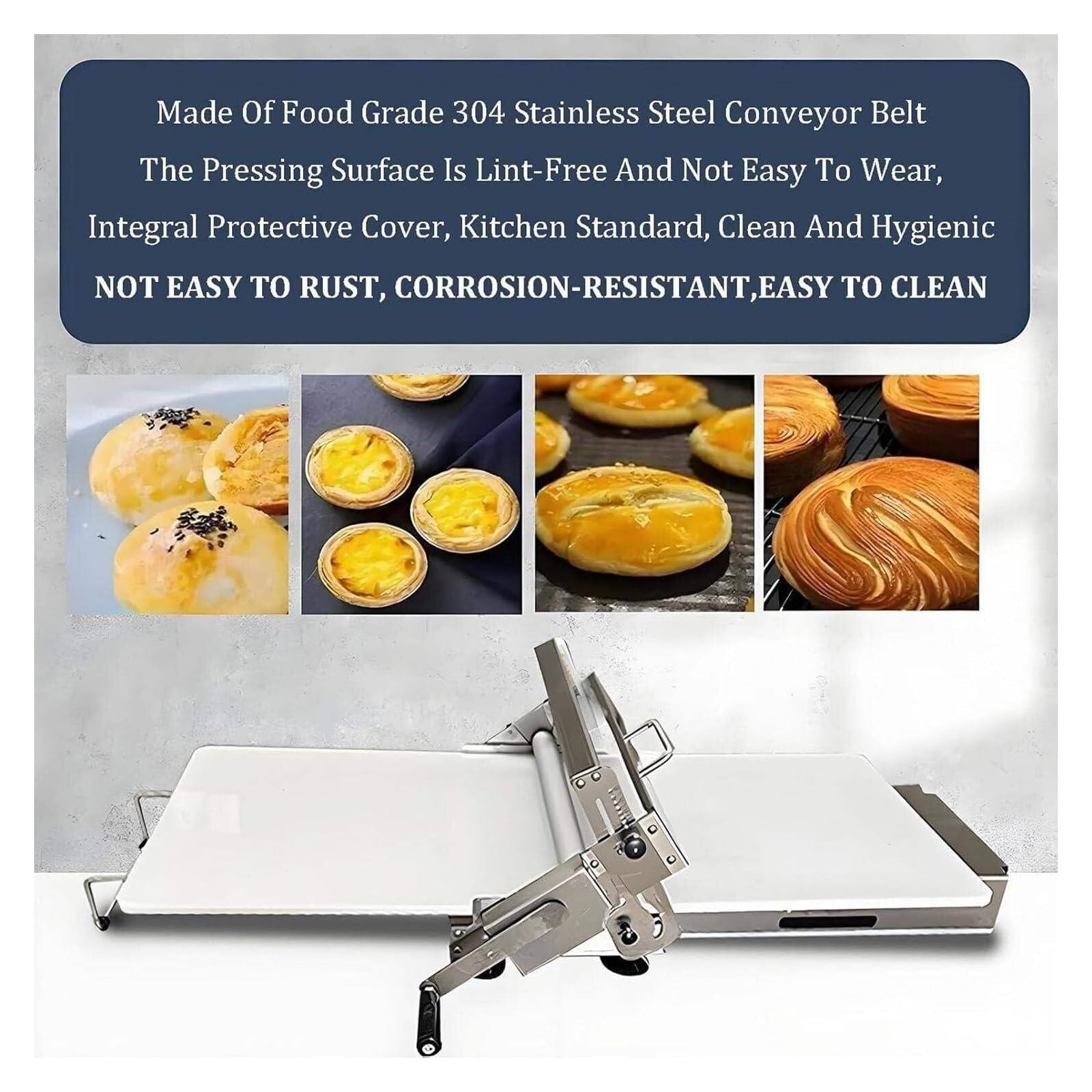 Rodillo de masa manual de 12", máquina laminadora de masa plegable | Espesor ajustable de 0 a 25 mm, 2 tablas laminadoras, material de acero inoxidable 304 for pizza y croissan