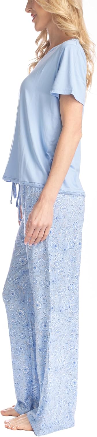 MUK LUKS Womens Short Sleeve Pajama 2-Piece Set, Super Soft, T-Shirt and Pants, Garden Party, Conjunto de Pijama - Image 3