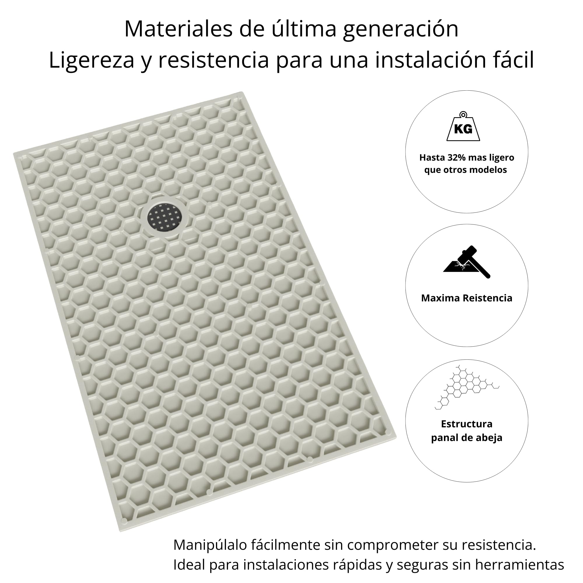 Plato de Ducha Napoles 70x150 cm - Blanco RAL 9003 - Plato Ducha Resina Antideslizante C3 - Resistente y Aligerado - Capa de Gel Coat Antibacteriano - Incluye Rejilla Acero y Válvula