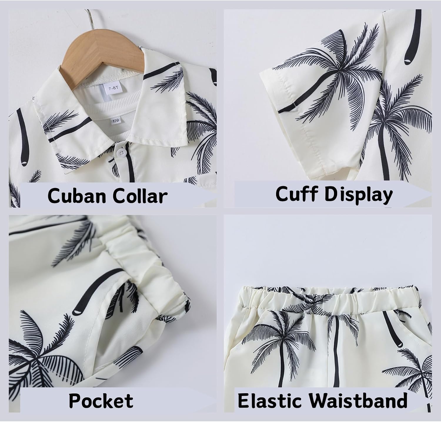 7-14 Years Boys Clothes 2 Piece Outfits Hawaiian Vacation Beach Short Sleeve Button Down Shirt and Shorts Sets