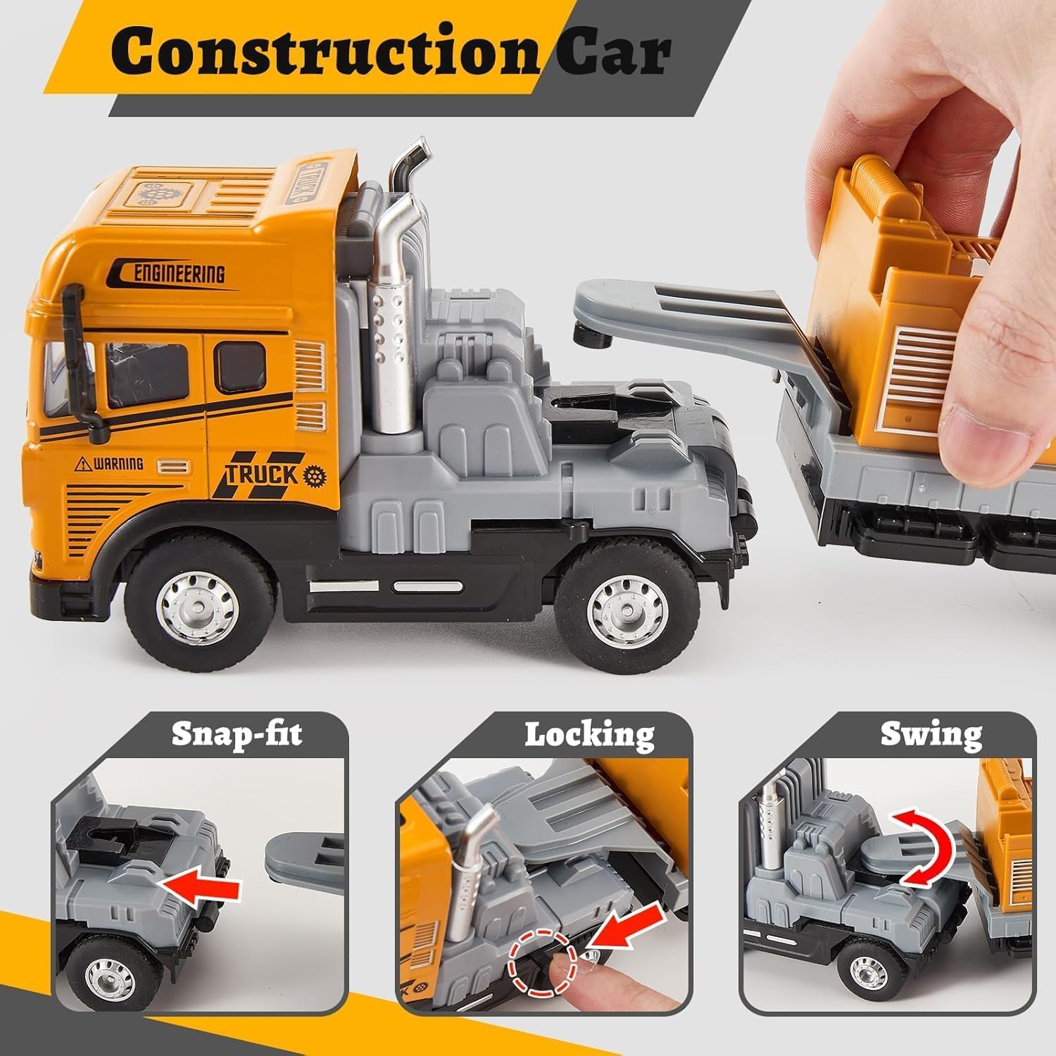 DUWOL Truck Toys Dumper Toy Diecast Truck for Kids with Friction, Lights and Sounds Alloy Construction Vehicle Toy 1