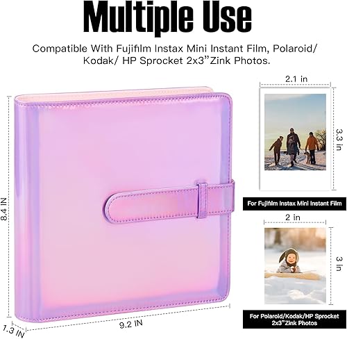 Miniatura 2 de Álbum de fotos de 360 bolsillos para cámara Fujifilm Instax Mini, álbum de fotos para Polaroid, cubierta de cuero, álbum de fotos para cámara