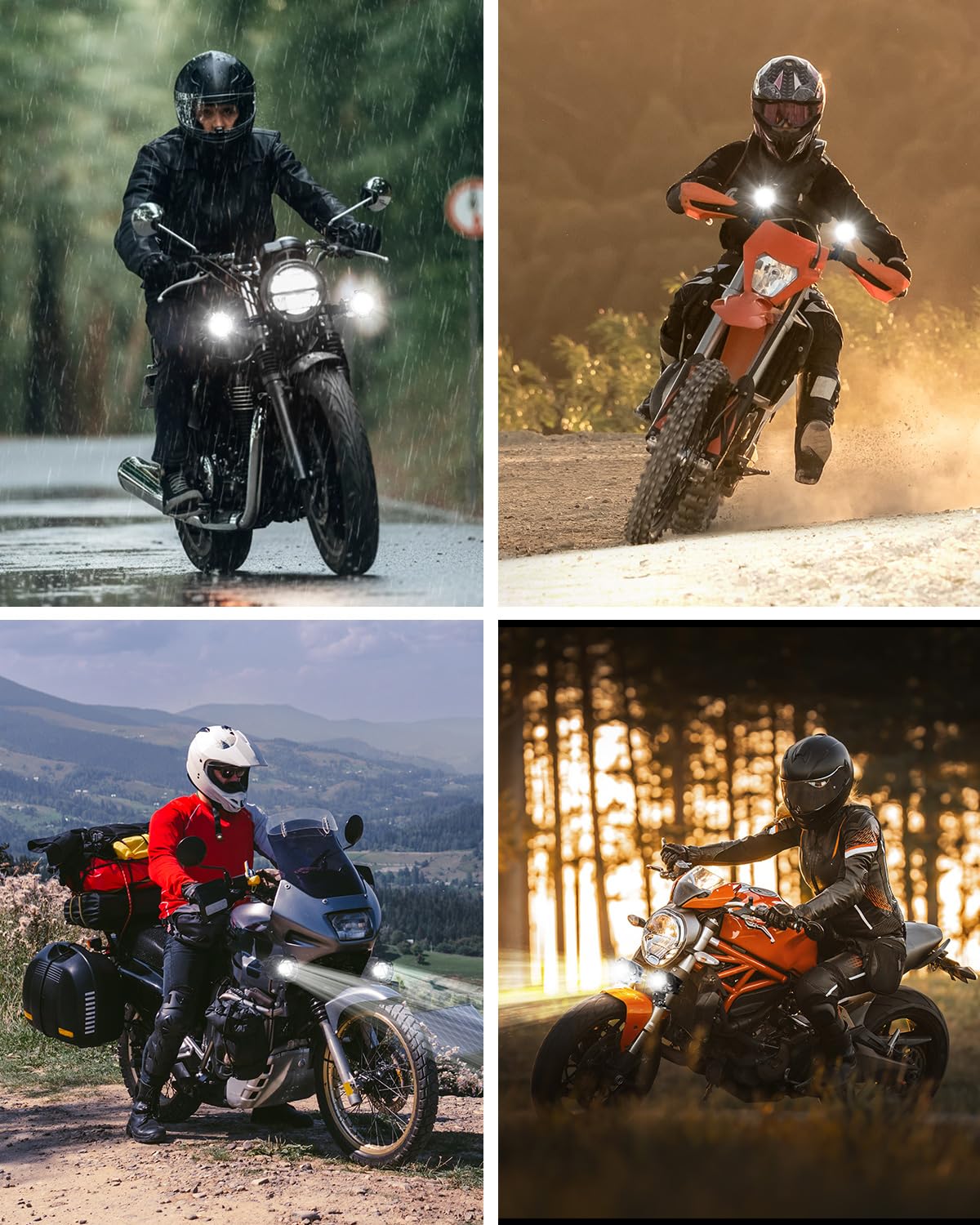Dinfu 40W led Motorrad Zusatzscheinwerfer, 9v-60v Runde LED Nebelscheinwerfer mit E-Geprüfte LED Scheinwerfer Frontscheinwerfer mit Kabelbaum und Halterung für Motorrad ATV SUV Dirt Bike 4x4 Pickup