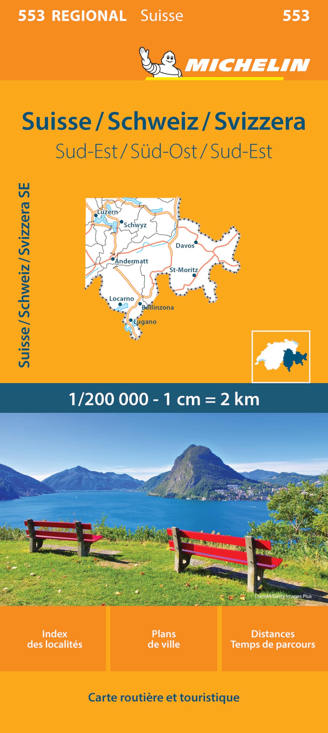 Switzerland South-East (553): Wegenkaart Schaal 1 : 200.000 (Regionale kaarten Michelin)