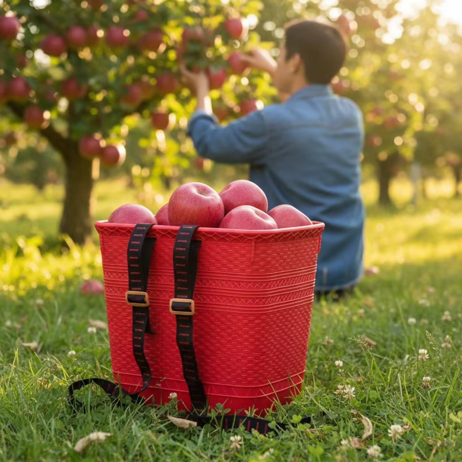 Cestino in Plastica Rigido Cestino Capiente Cesto da Schiena con per Giardinieri, Raccolta, Rosso, 46cm