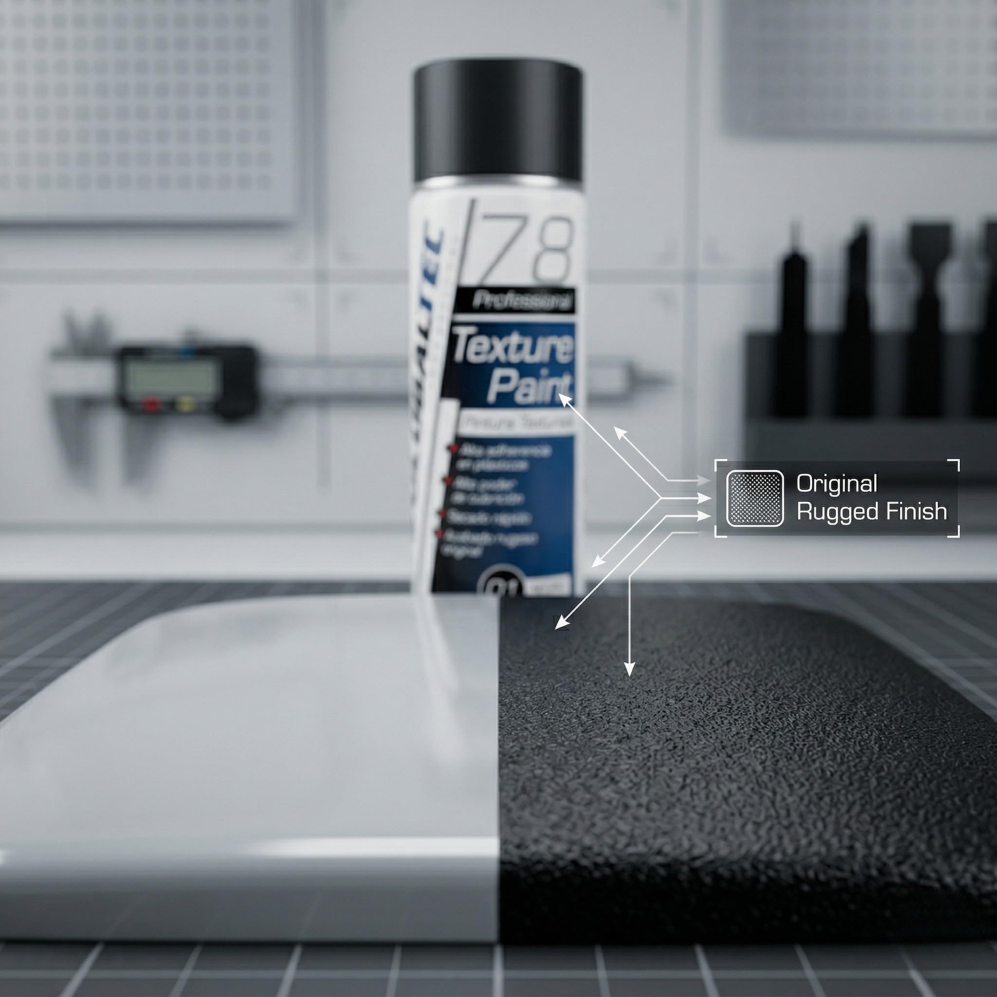 Vernice Spray Effetto Ruvido Nero 400 ml – Finitura Texturizzata Antigraffio UV per Paraurti, Plastiche e Metallo – Asciugatura Rapida, Anticorrosione e Massima Aderenza