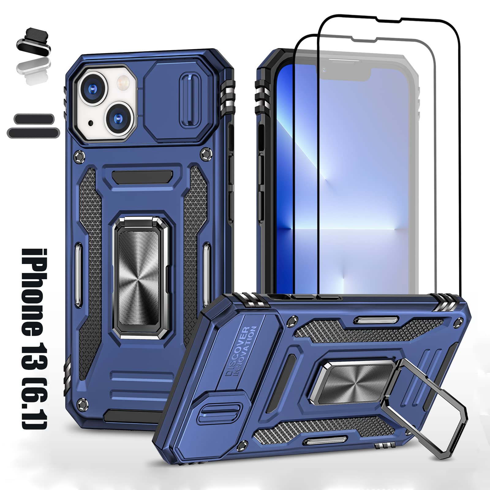 Coque iPhone 13 antichoc militaire et bleu avec protège-caméra - 8