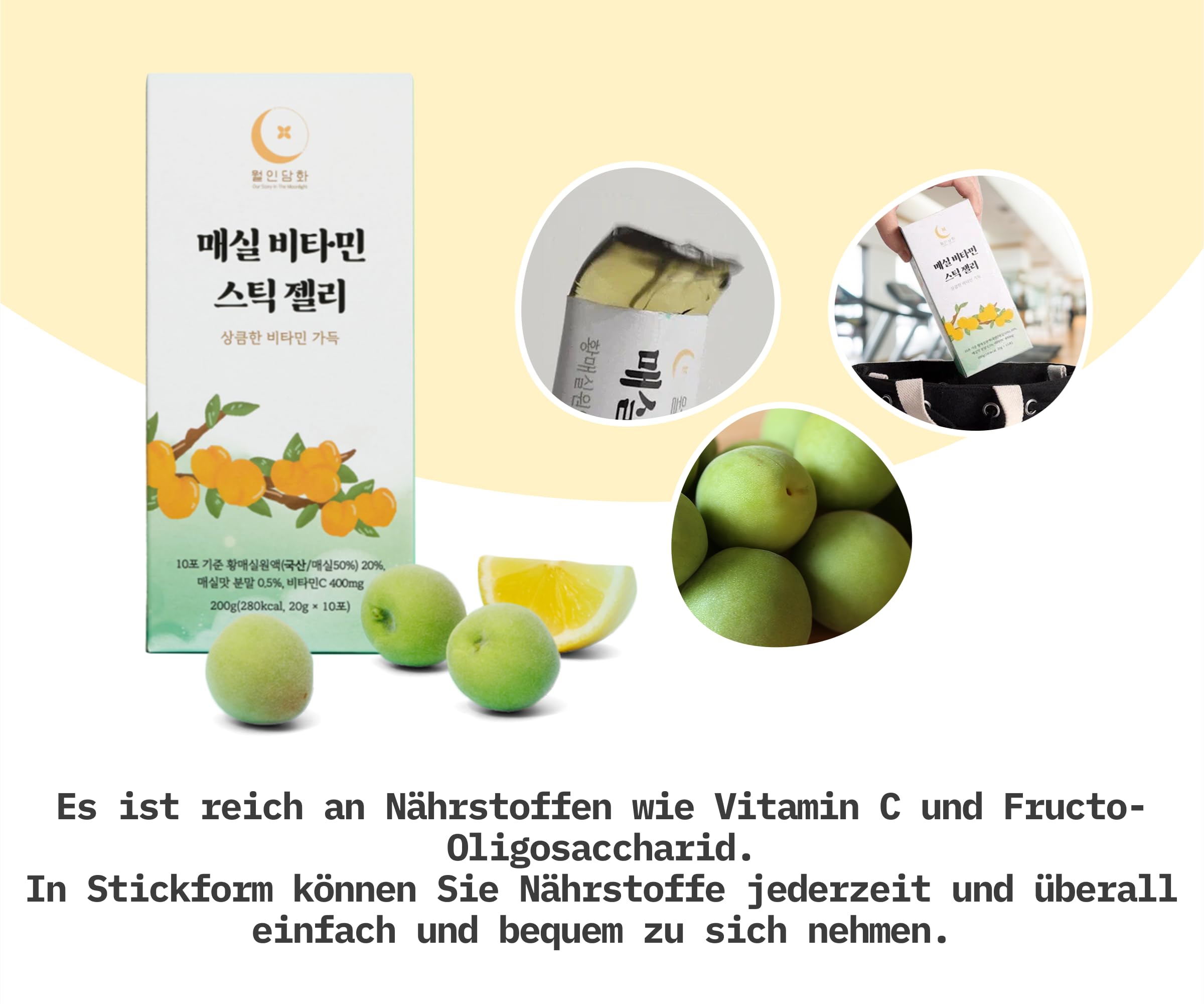 WOLINDAMHWA Plum Vitamin Jelly Stick 20g x 30er | K-Beauty Superfood | Hochwertige Hwangmaesil-Pflaumen & Vitamin-Komplex | Praktischer Stick für unterwegs | Wohlfühl-Produkt für Gesundheit