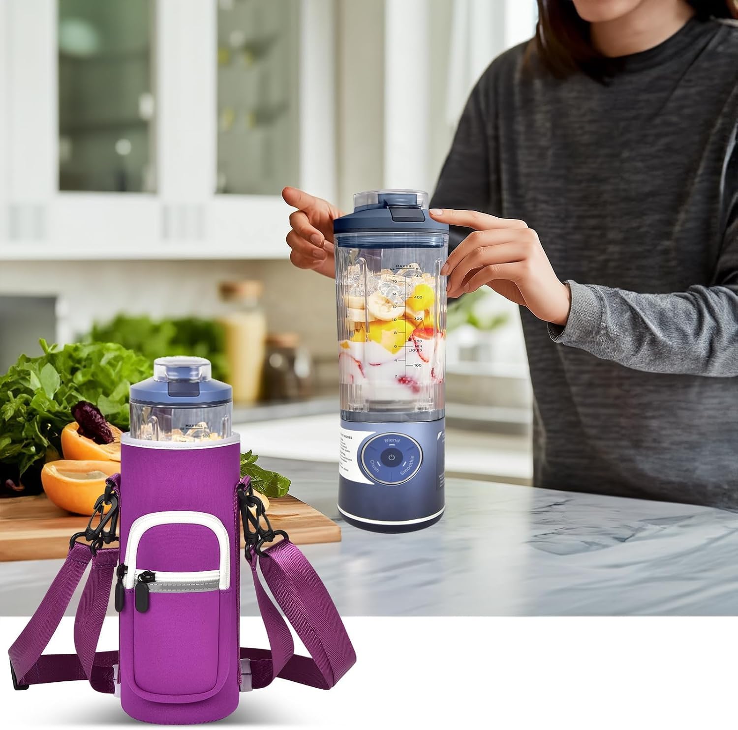 SAIKA Personal Blender Bag for Ninja Blast Max BC251/ BC151, Portable Cordless Blender Carrying Case with Reflective Strip, Shoulder Strap, Handle and Accessories Pocket (Cover Only) (Purple)
