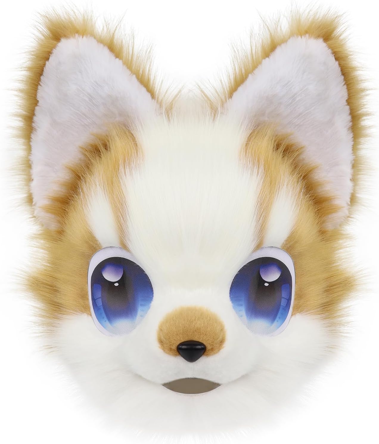 Adolala Furry Dog Head Mask Faux Fur Fursuit Animal Masks Halloween Cosplay Costume Props