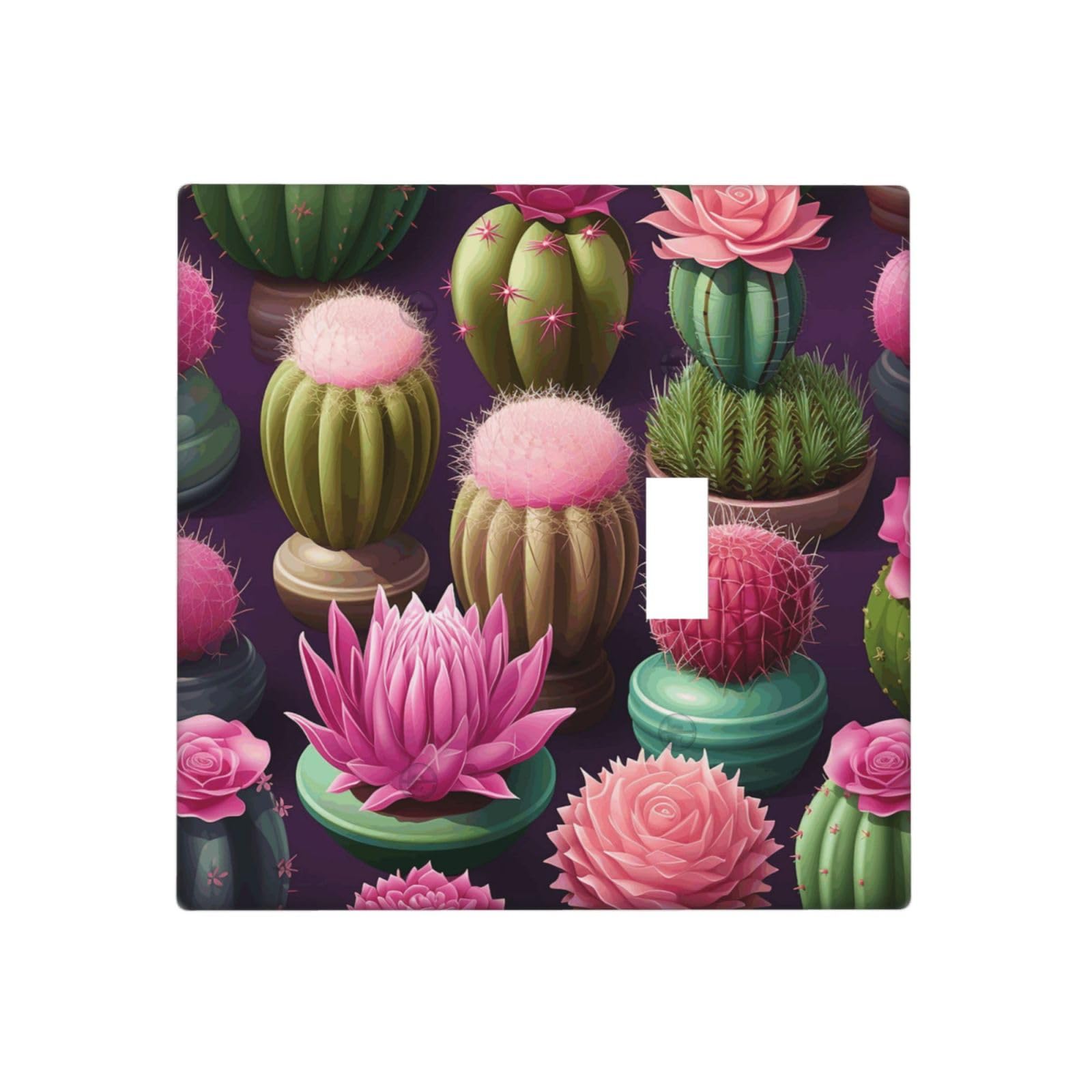 Light Switch Cover Duplex Outlet Cover Cactus Wall Plate 2-Gang Single Toggle Decorative Switch Plate Covers Electrical Faceplate Wall Plates for Kitchen Bedroom
