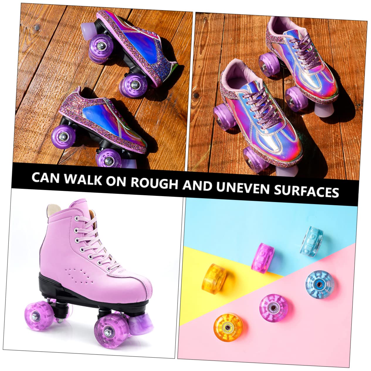 KESYOO Outdoor Roller Skates Wheels Double-row Skating Glowing Wheels for Ice Skates Performance