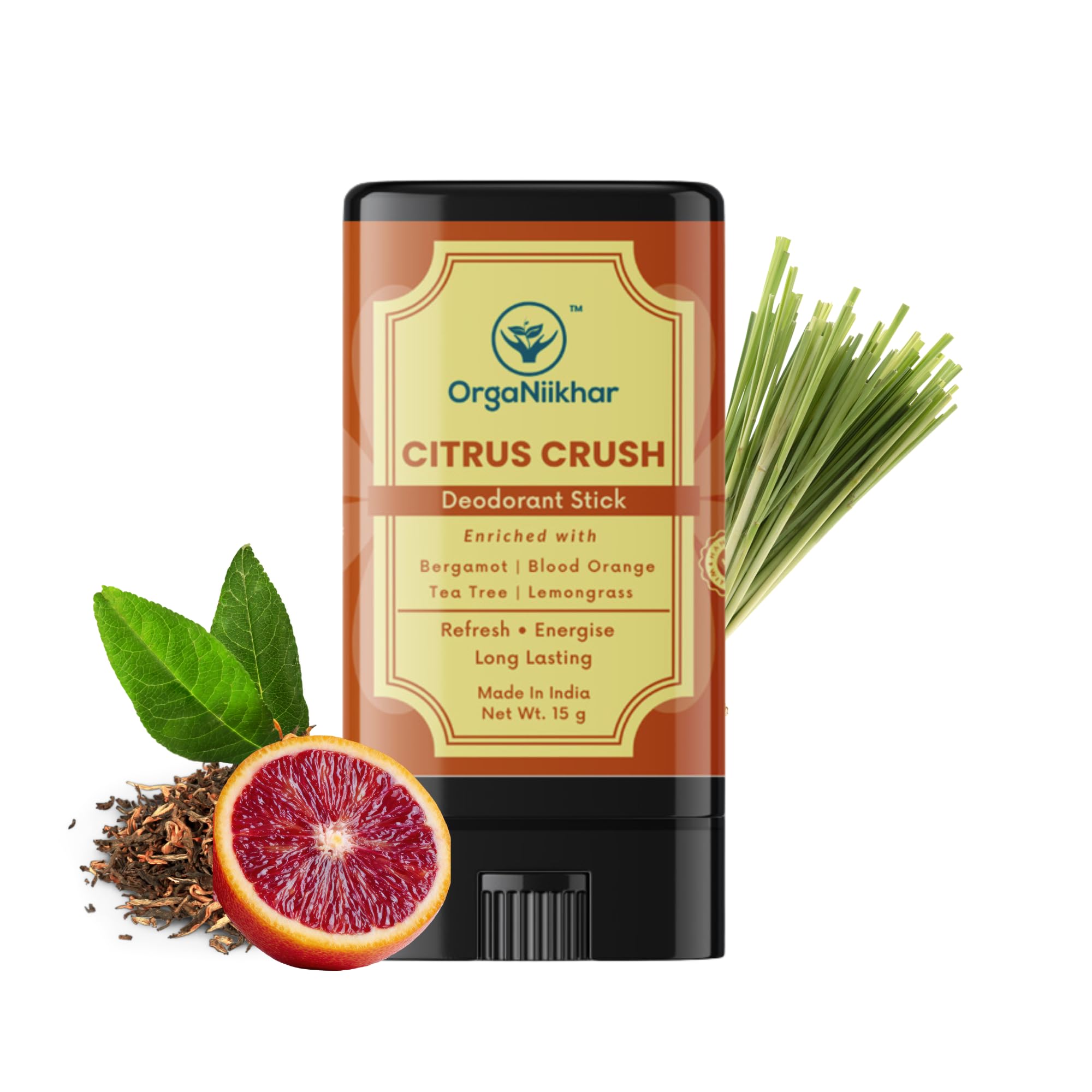 Citrus Crush Natural Deodorant Stick | Almond Oil, Shea Butter, Tea Tree, Bergamot, Blood Orange & Lemongrass | Long-Lasting Odour Protection | Gentle for Sensitive Skin | 15g-image-26