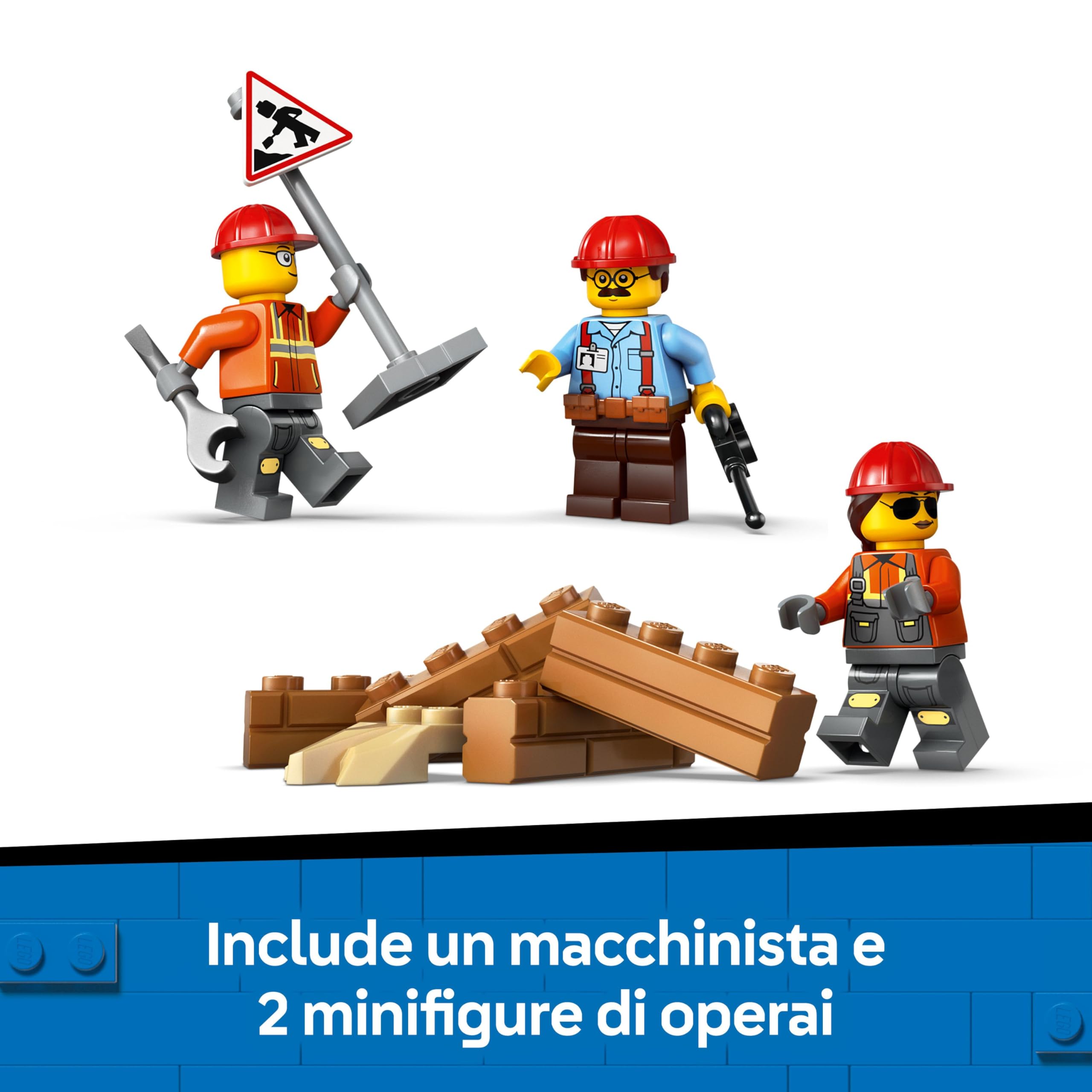 LEGO City Yellow Bulldozer Toy - Large Construction Vehicle Building Set - incl. 3 Minifigures plus Loose Bricks & Road Signs - Birthday Gift for 8+ Year Old Boys - 60466