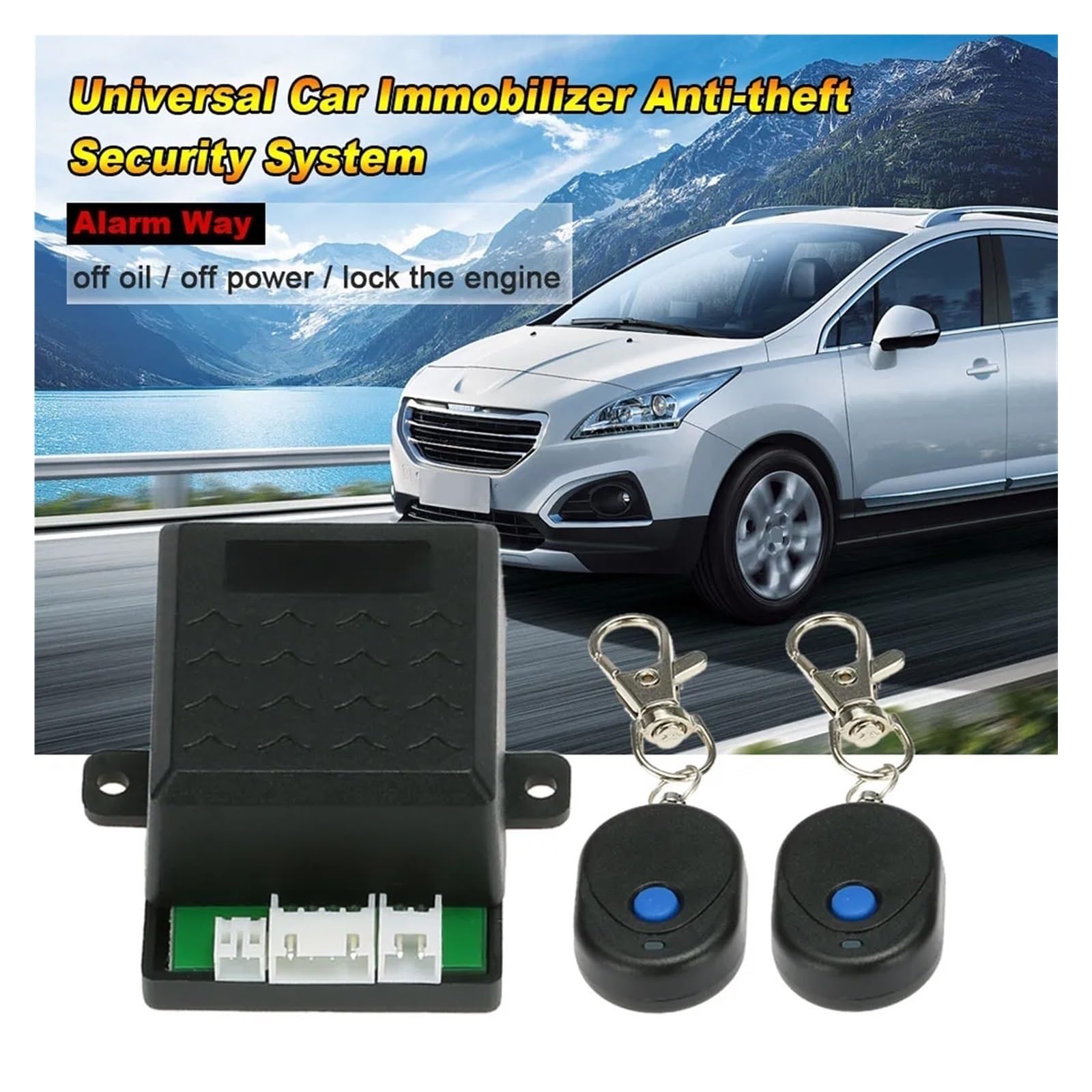 Sistema Alarma Antirrobo Coche Sistema de Seguridad antirrobo inmovilizador Coche 1 vía protección Alarma automática sin Llave con 2 mandos a Distancia