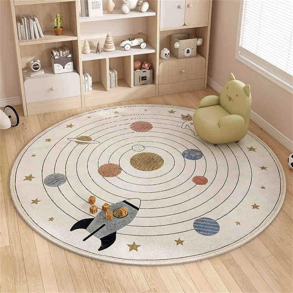 Odot Alfombra para Silla de Escritorio Redonda, Alfombra Protectora Suelo Silla Ruedas Antideslizante Gaming, Tapete de Protección de Oficina para Parqué (Universo,140cm)