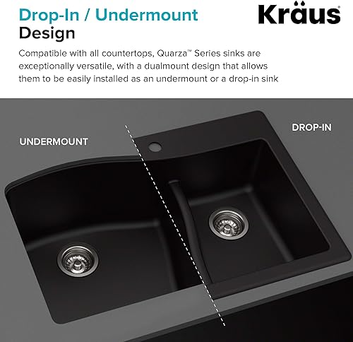 Miniatura 8 de Kraus - Fregadero de cocina de granito, KGD-442WHITE, 0 volts