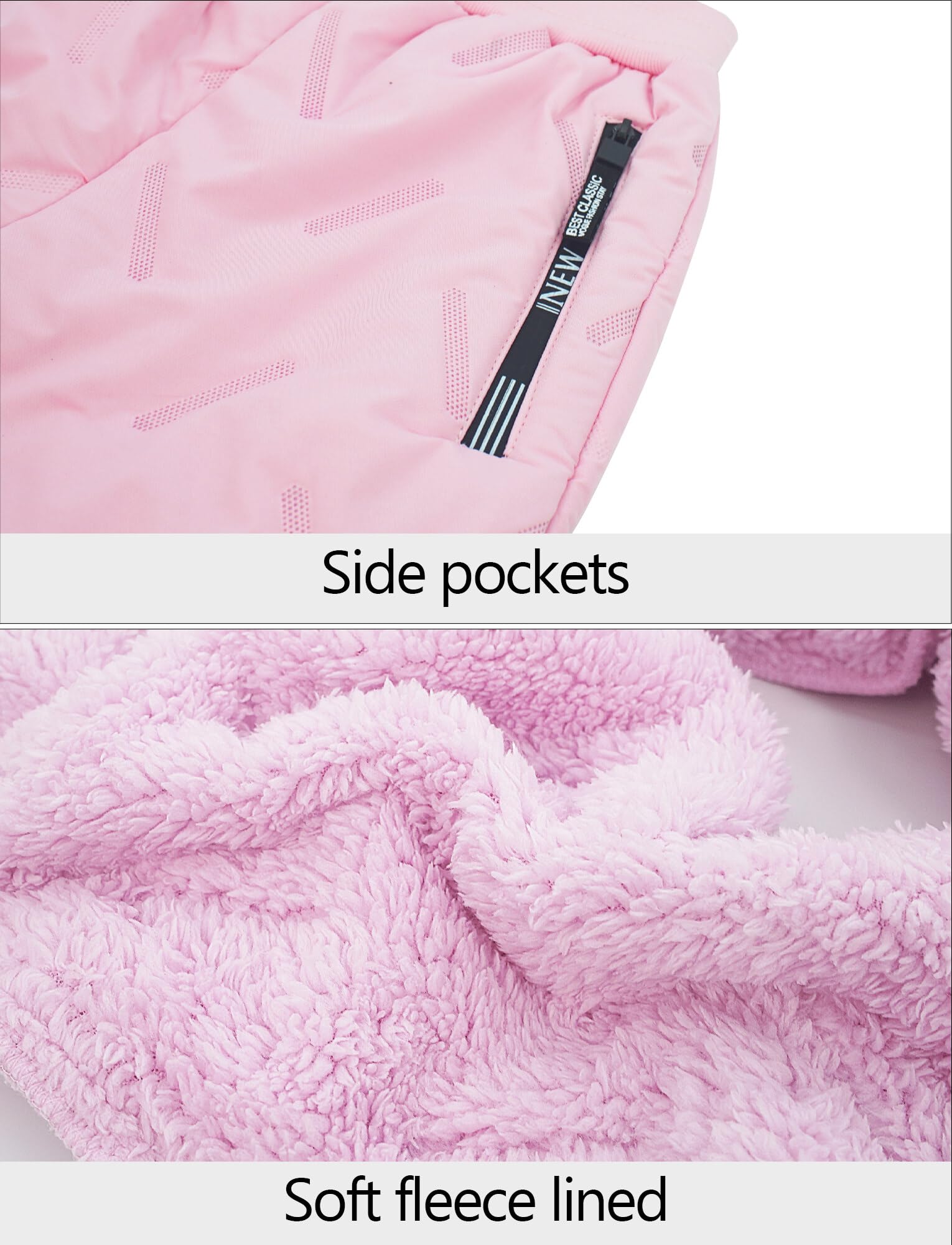 Kinder Fleecehose Skihose Warm Gefüttert Thermohose Winter Wasserdicht Winddicht Schneehose Jungen Mädchen Wanderhose Rosa 5-6 Jahre
