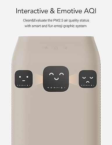 Miniatura 4 de Nooie Purificador de aire WiFi, filtro HEPA H13 elimina el 99.97% de contaminantes, humo, polvo en hasta 538 pies cuadrados, indicador emoji a PM