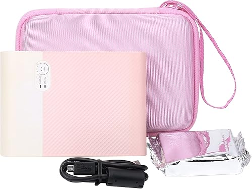 Vista 8 de co2CREA Estuche rígido de repuesto para impresora fotográfica cuadrada portátil Canon SELPHY QX20 / QX10 (funda rosa)