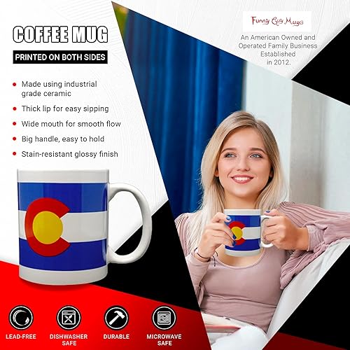 Miniatura 3 de Funny Guy Mugs Taza de café de cerámica con la bandera de Colorado, 11 onzas, taza de café divertida ideal para mujeres y hombres, taza del estado