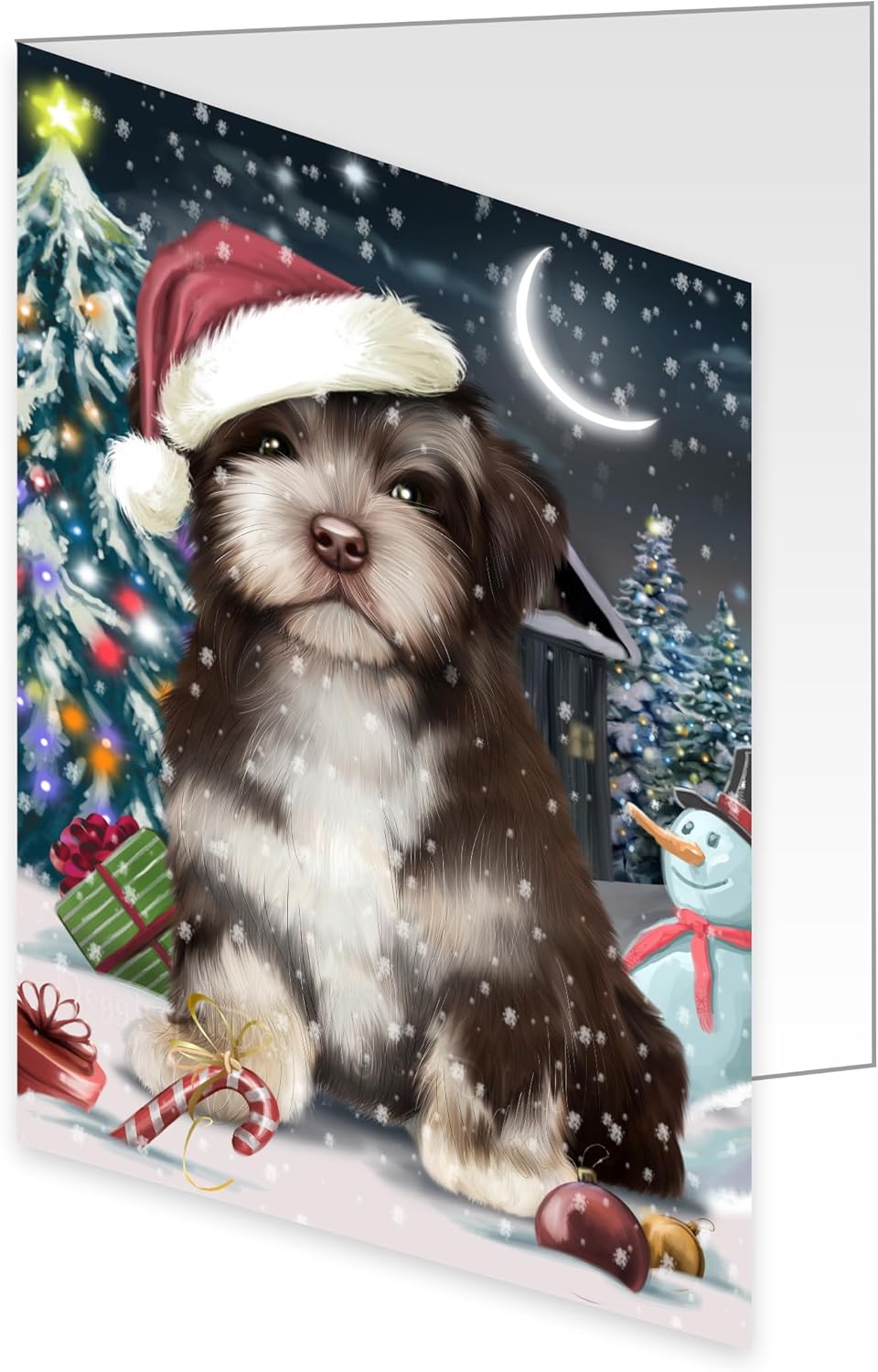 Christmas Cozy Holiday Tails Havaneses Dog Greeting Cards - Adorable Pets Invitation Cards with Envelopes - Pet Artwork Christmas Greeting Cards GCD70184 (10 Greeting Cards)