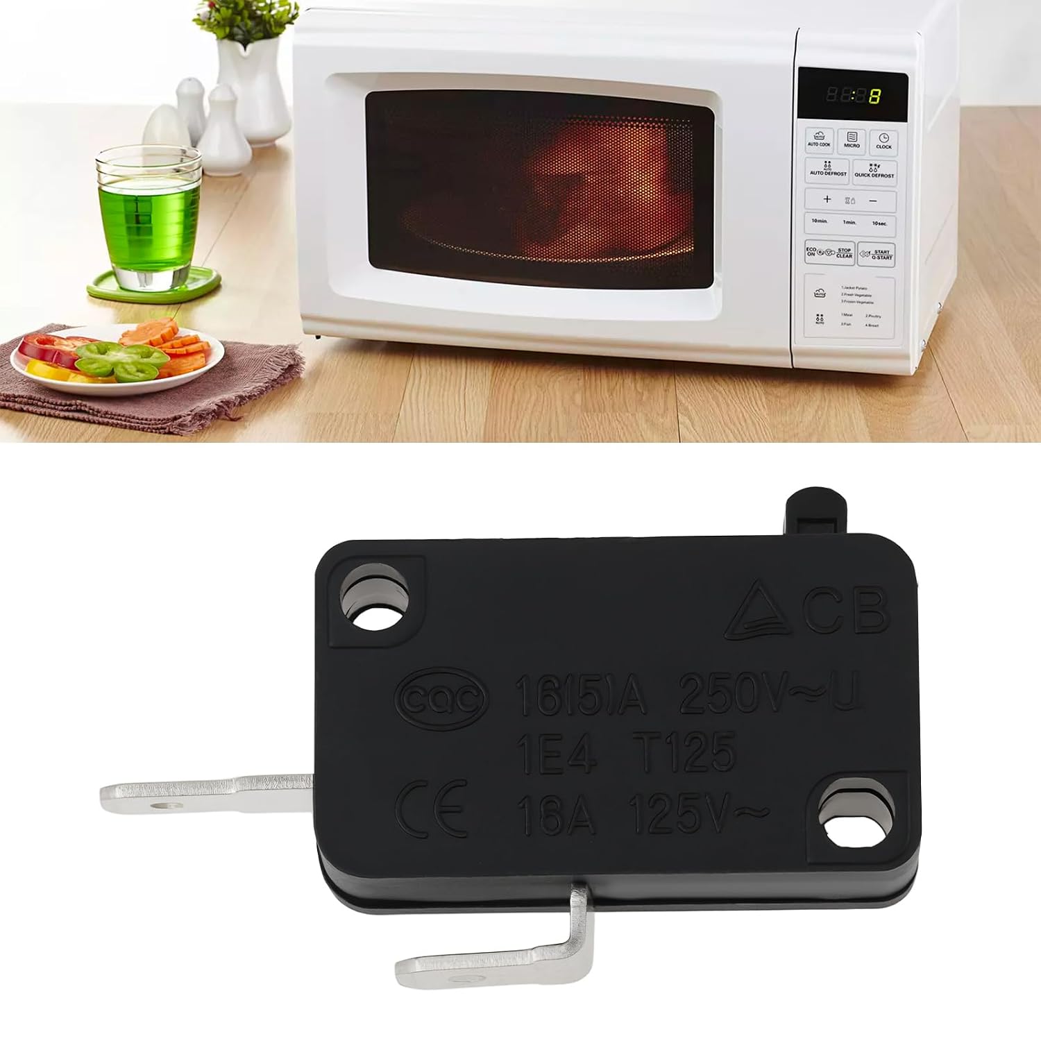 ECSiNG Micro Switch SPST-NO 22A(16A) 125V/250V Plunger Actuator Compatible with Honeywell V15T22-EP200