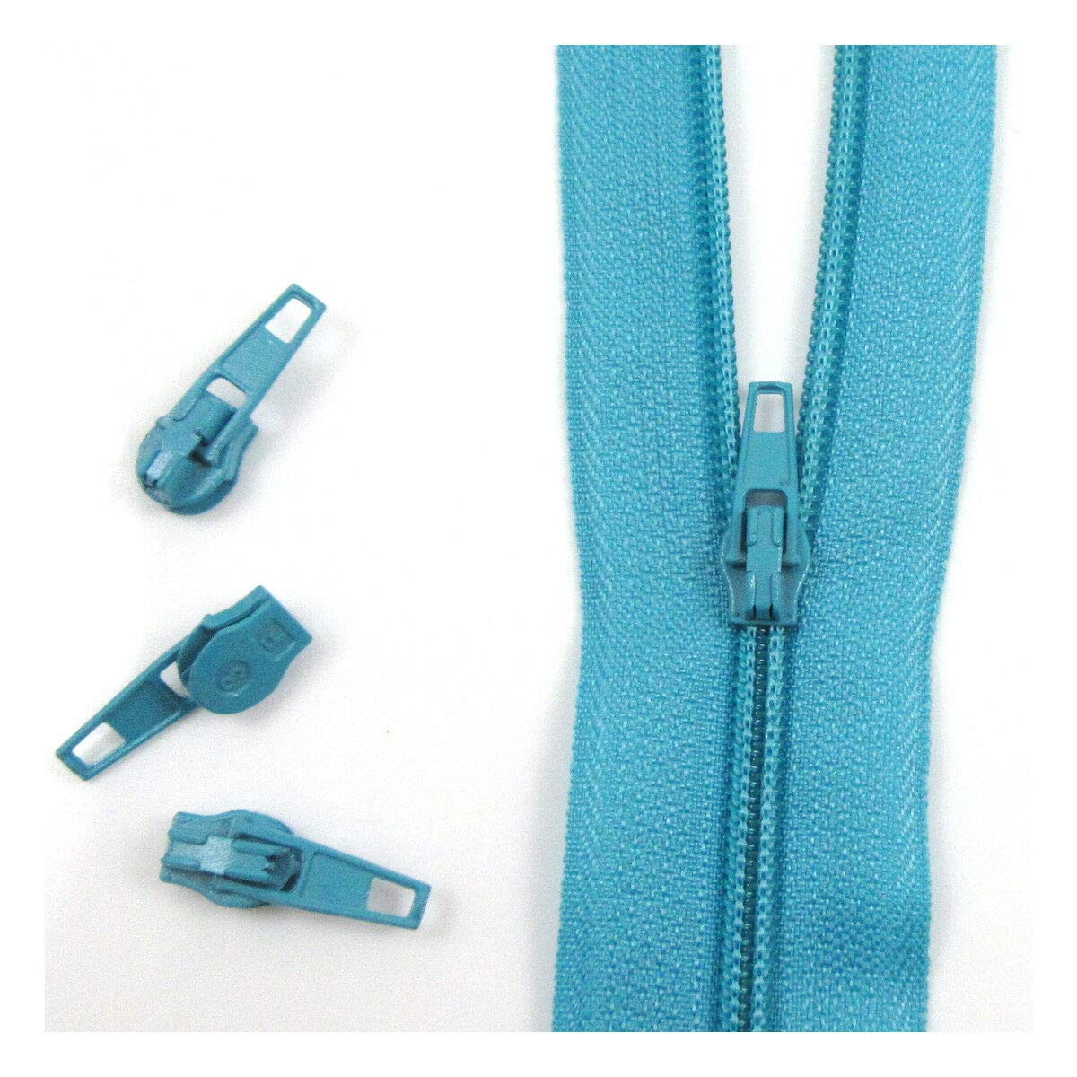 Beads4crafts Blue - H189 10 X Zip Sliders For No.3 Continuous Zips *26 Colours* Zipper Fastenings Only! (Blue - H189)