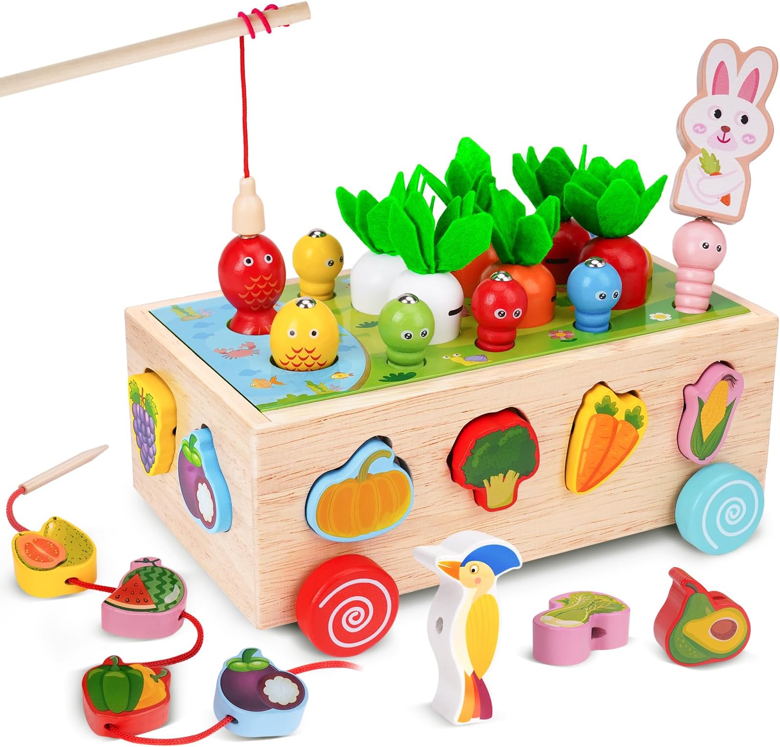 8-in-1 Toddlers Montessori Wooden Educational Toys for Baby Boy Girl 1 2 3 4