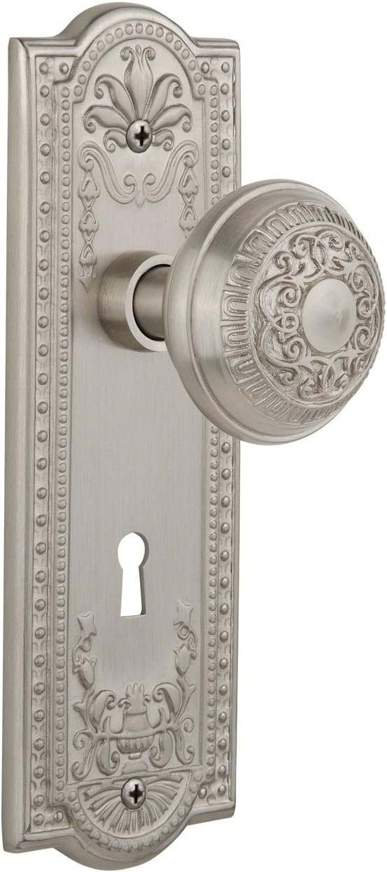 Nostalgic Warehouse Meadows Plate with Keyhole Egg & Dart Knob, Mortise, Polished Brass