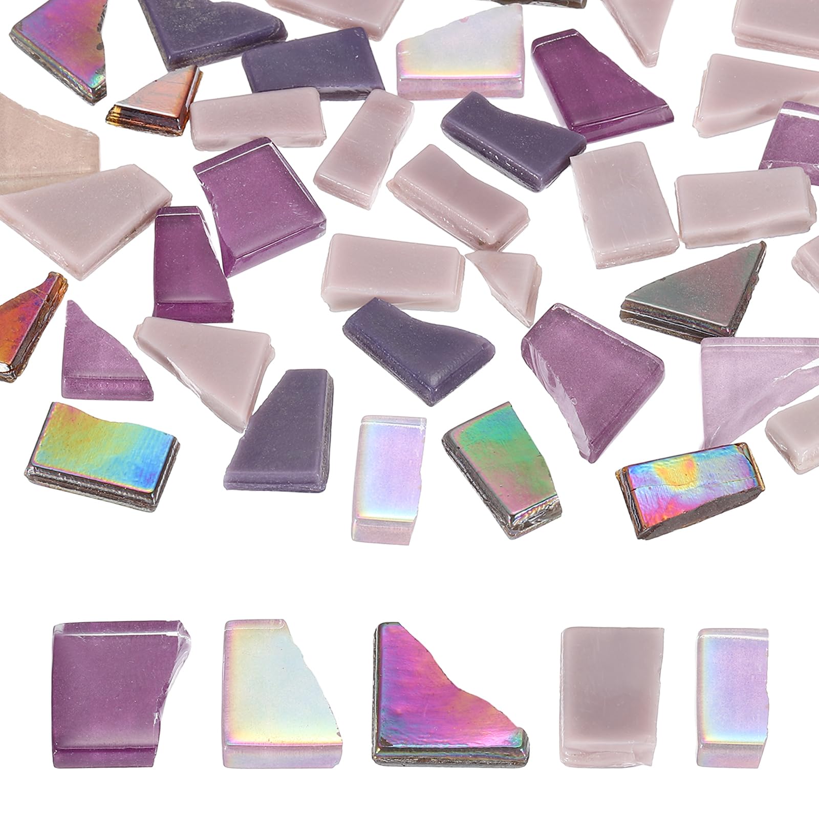 sourcing map Irregular Glass Mosaic Tiles, 300G/0.7LB Irregular Stained Glass Sheets Broken Mosaic Pieces Tiles Supplies Kit Bulk for DIY Art Craft Making Home Decor, Purple Series
