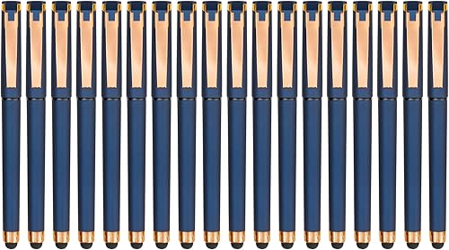Linbsunne - Bolígrafos de gel negros de 0.7 mm de punta media, bolígrafos de oficina, bolígrafos estilo 2 en 1 para pantallas táctiles, bolígrafos