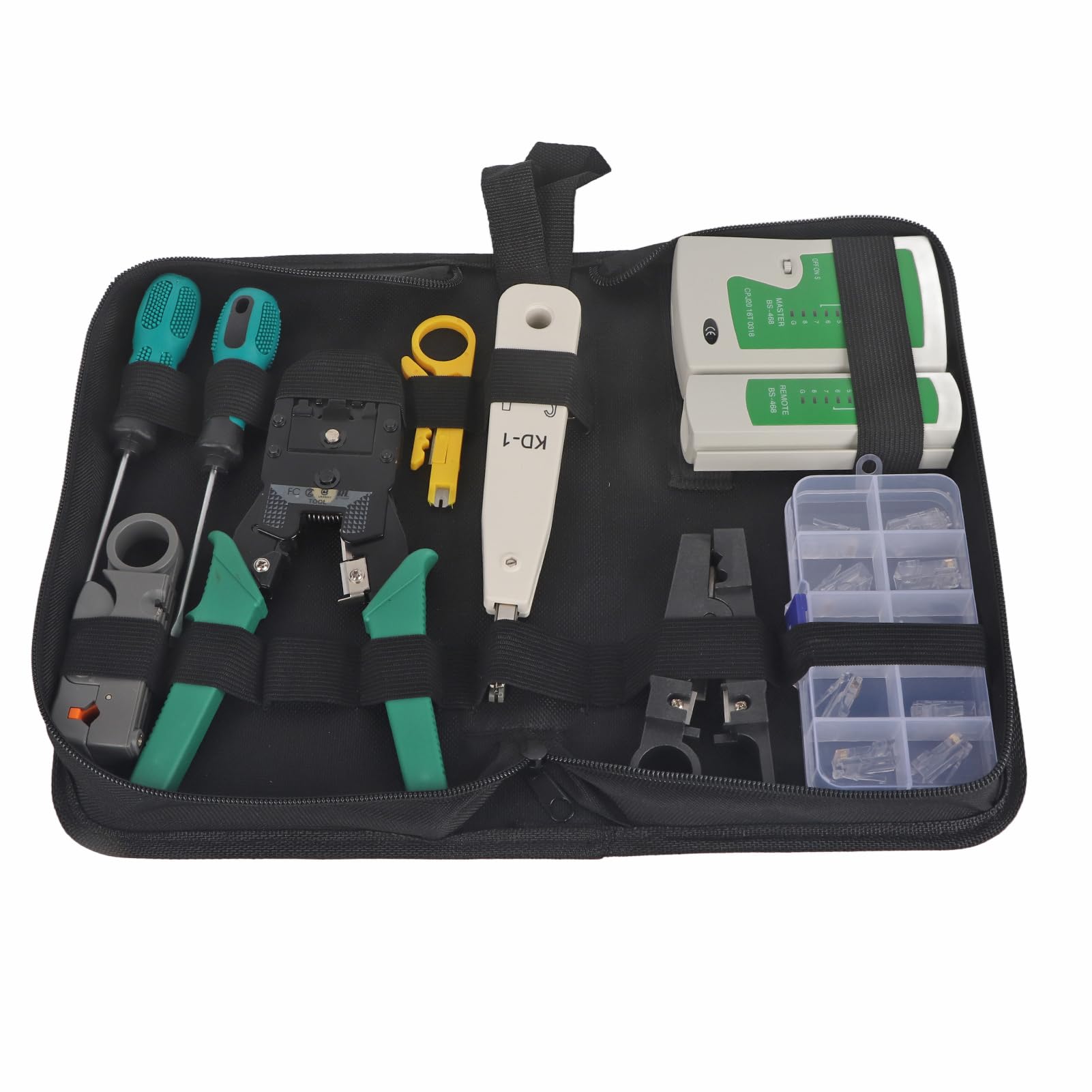Kit d'outils de service réseau LAN, kit de testeur de câble 11 pièces pour RJ11 RJ45, outils de maintenance réseau professionnels avec fonction de test d'état du circuit, kit