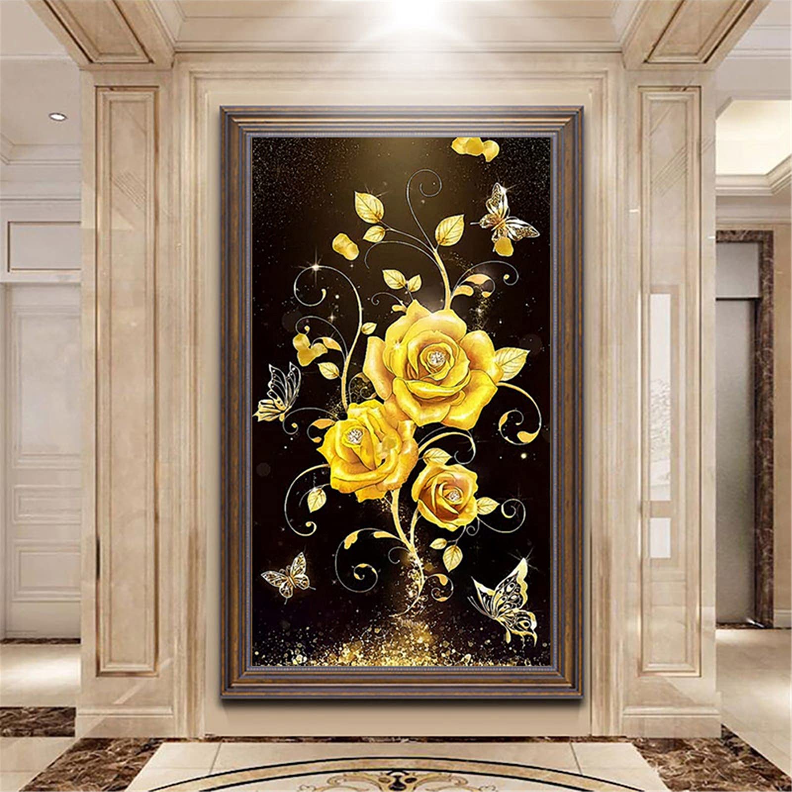 Diamond painting complet rose d'or grand format pour habiller un mur vide