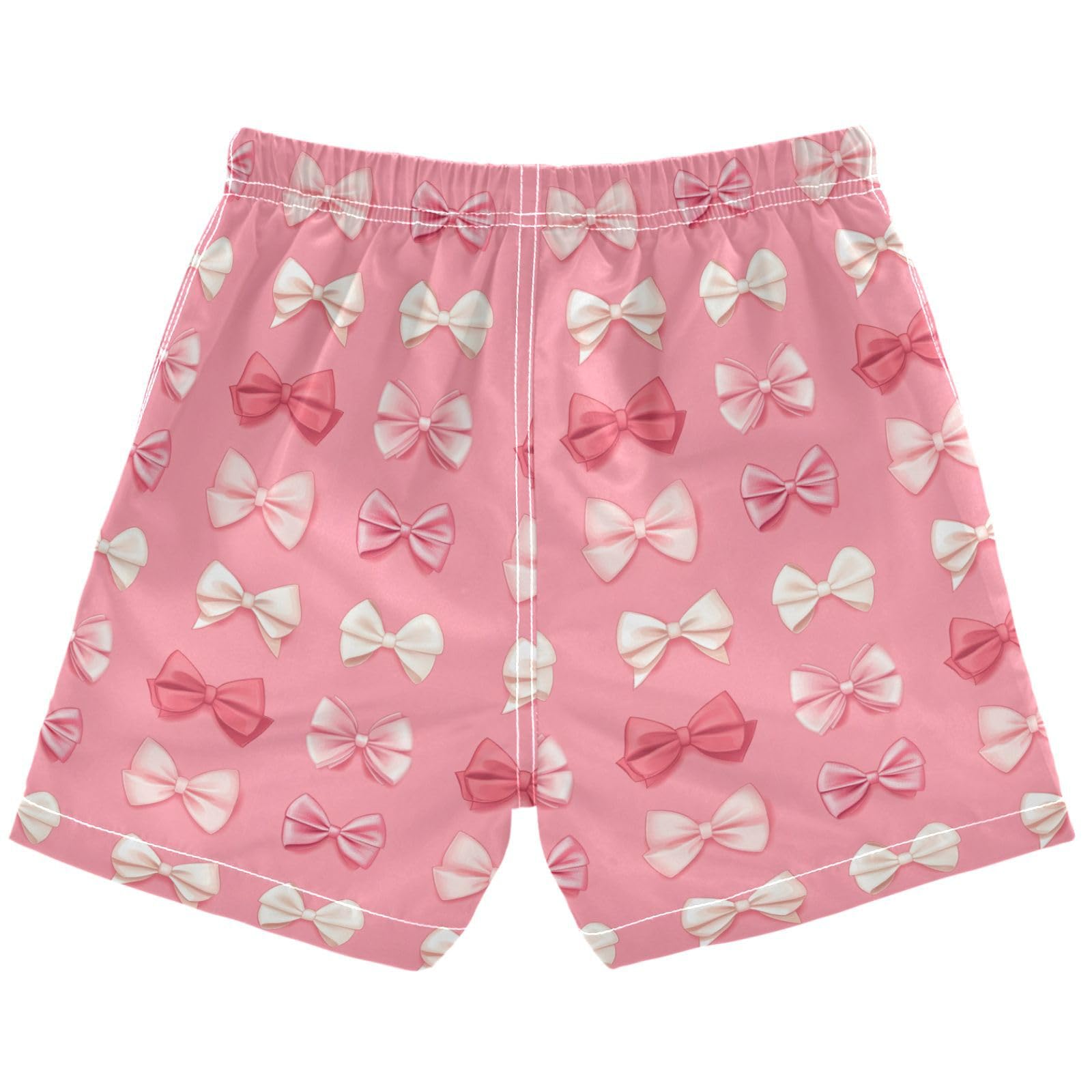 Pigsaly Boys Swim Trunks Bright Light Pink Ribbon Bows Toddler Beach Board Shorts Baby Summer Bathing Suit L