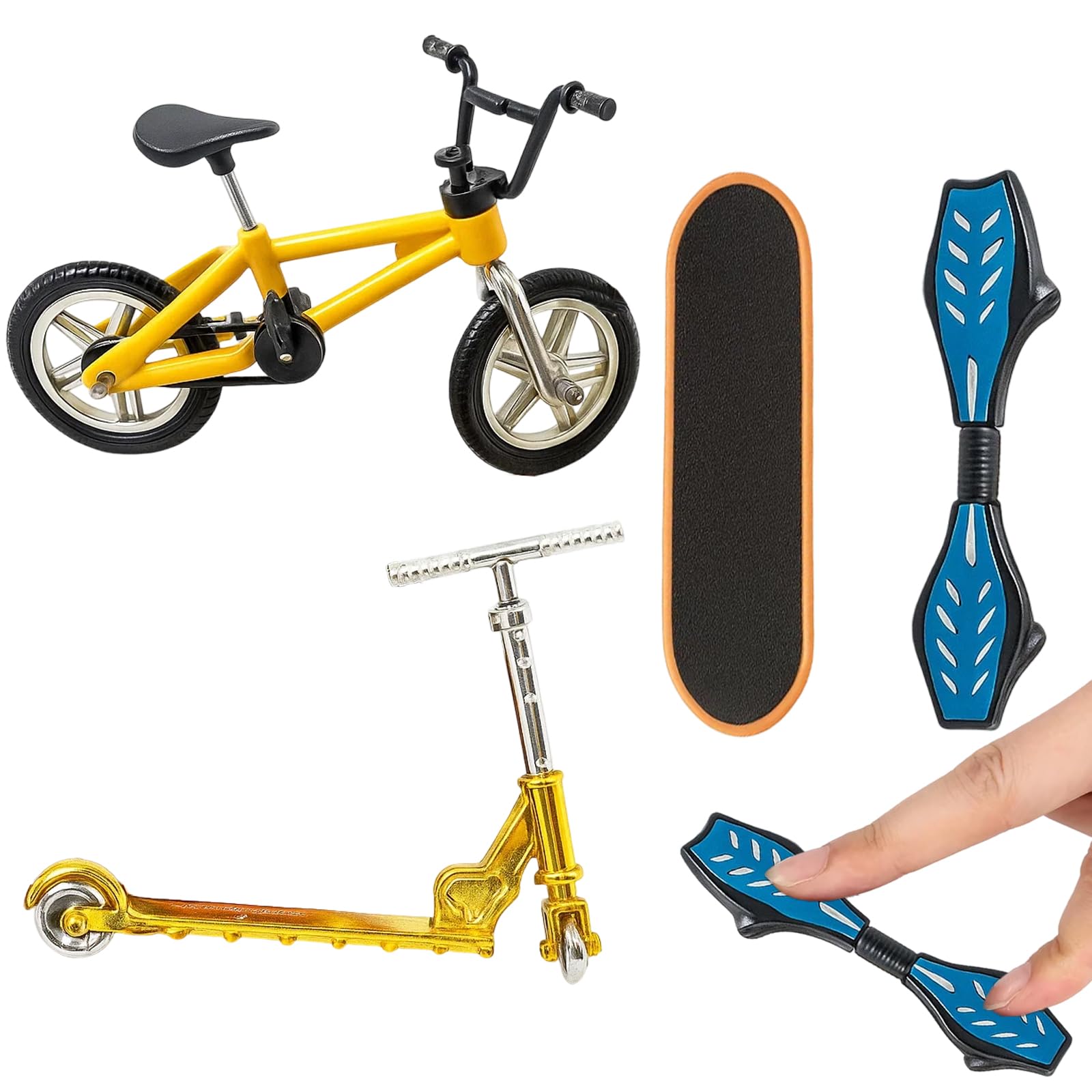 SrgPui Finger Scooter, 4PCS Finger Scooters Set, Tech Deck Scooter for Finger Tricks Training and Coordination