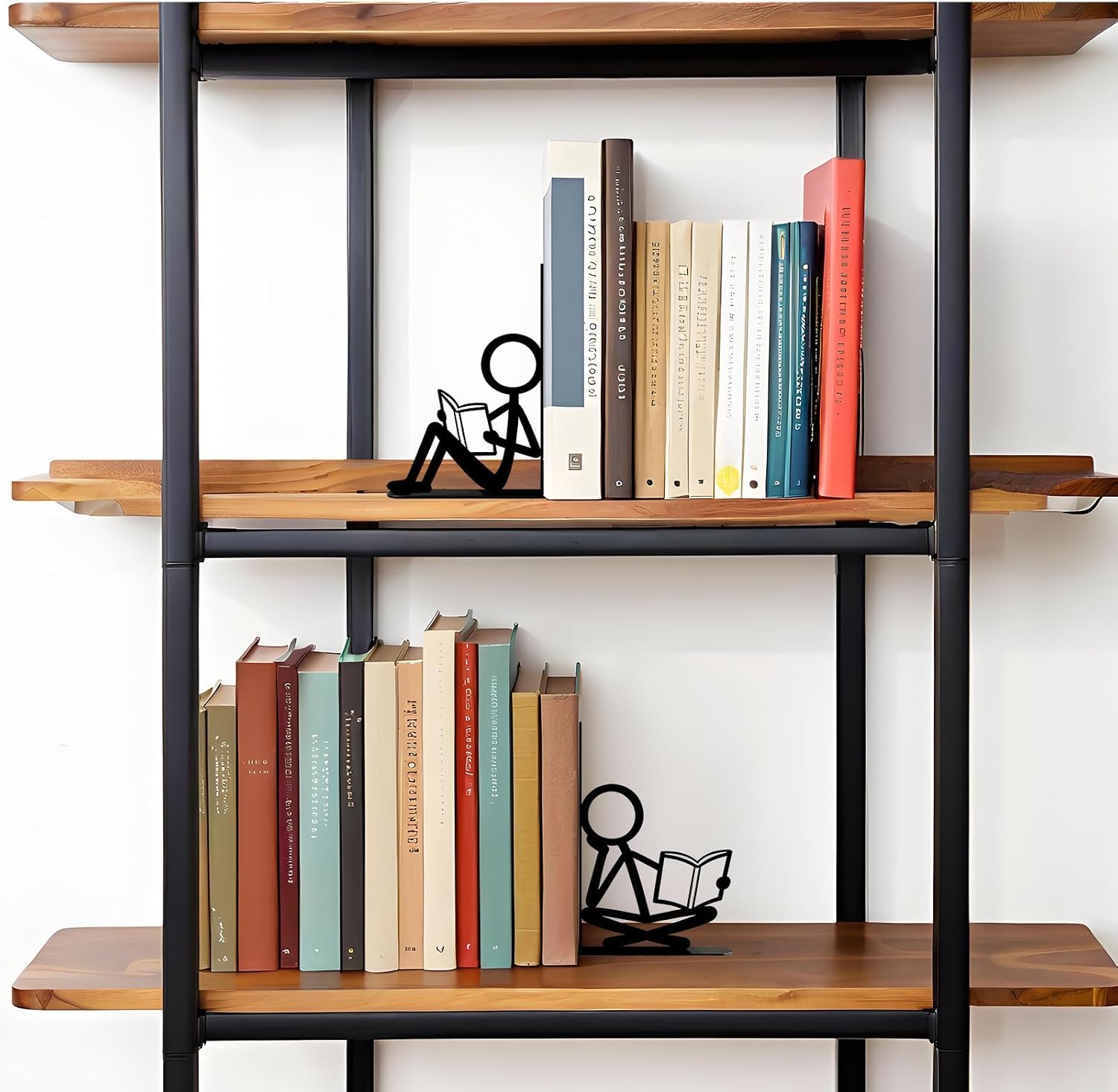 Metal Decorative Bookends Unique Cool Home Desk Bookend Funny People Books Ends Bookshelf Decor for Library Office School Livingroom Ideal Gifts for Book Lovers